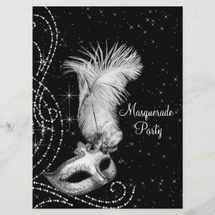 Invitación Elegante fiesta de disfraz en blanco y negro