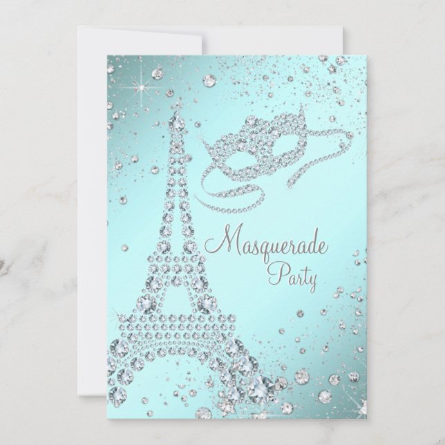 Invitación Elegante fiesta de disfraz en París (Anverso)