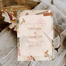 Invitación Elegante Fiesta de ducha de flores de textura de l