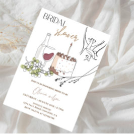 Invitación Elegante Fiesta de ducha de novia de arte de línea