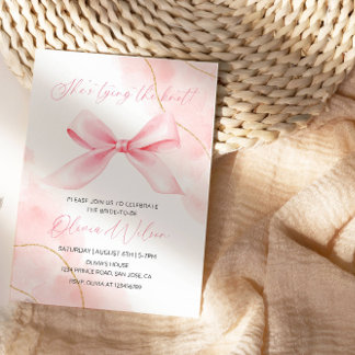Invitación Elegante Fiesta de ducha de novia "Está amarrando