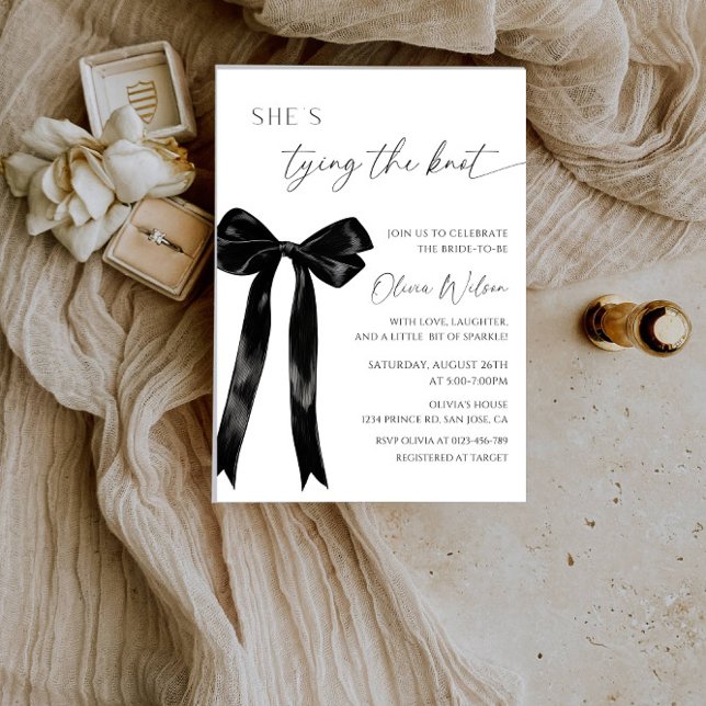 Invitación Elegante Fiesta de ducha de novia "Está amarrando  (Subido por el creador)