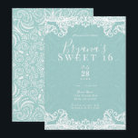 Invitación Elegante Fiesta de Dulces 16 Turquesa Blanco Encaj<br><div class="desc">Personalizar para cualquier evento</div>