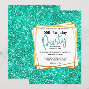 Invitación Elegante fiesta de edad de purpurina de oro azul