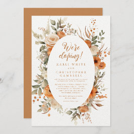 Invitación Elegante Fiesta de Elopement Naranja Floral Quemad