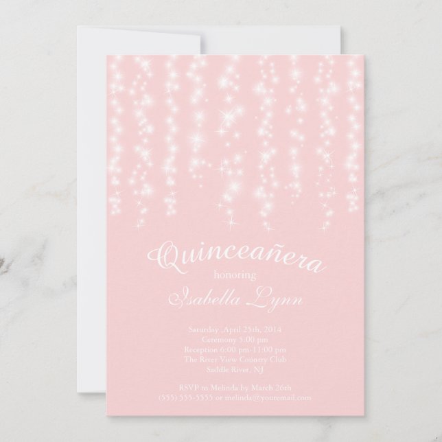 Invitación Elegante Fiesta de espuma rosa Quinceañera (Anverso)