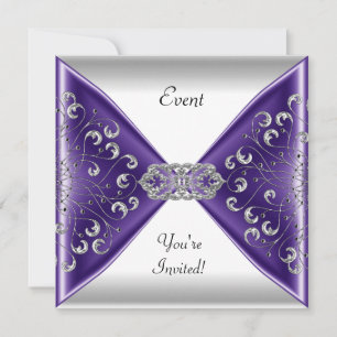 Invitación Elegante Fiesta de eventos blanco morado plateado