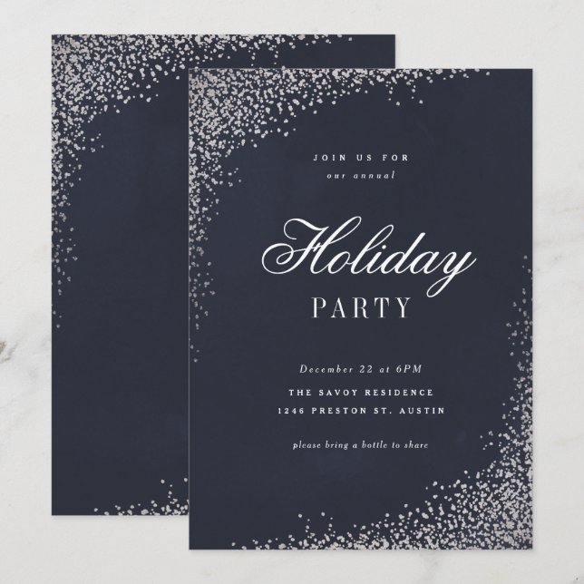 Invitación Elegante fiesta de feriado con guión de Relieve me (Anverso / Reverso)