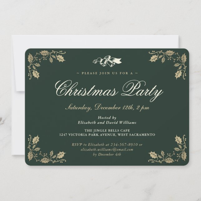 Invitación Elegante fiesta de feriado de los Navidades del Ho (Anverso)