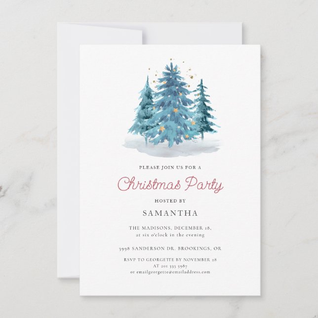 Invitación Elegante fiesta de feriado de Navidades acuáticos (Anverso)
