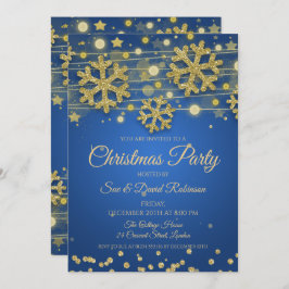 Invitación Elegante fiesta de feriado de Navidades azules Pur