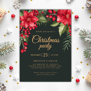 Invitación Elegante fiesta de feriado de Navidades botánicos