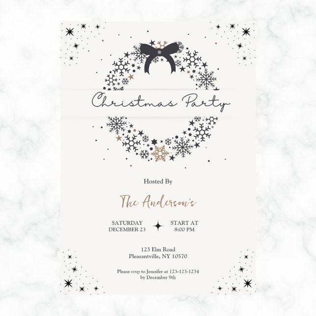 Invitación Elegante fiesta de feriado de Navidades Bow (Subido por el creador)