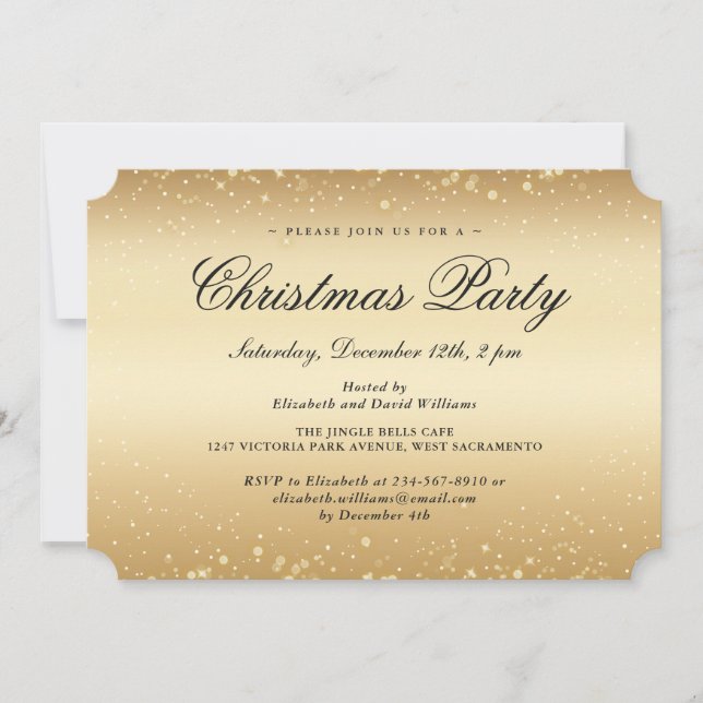 Invitación Elegante fiesta de feriado de Navidades con copas  (Anverso)