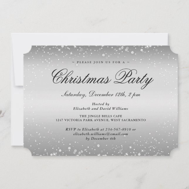 Invitación Elegante fiesta de feriado de Navidades con copas  (Anverso)