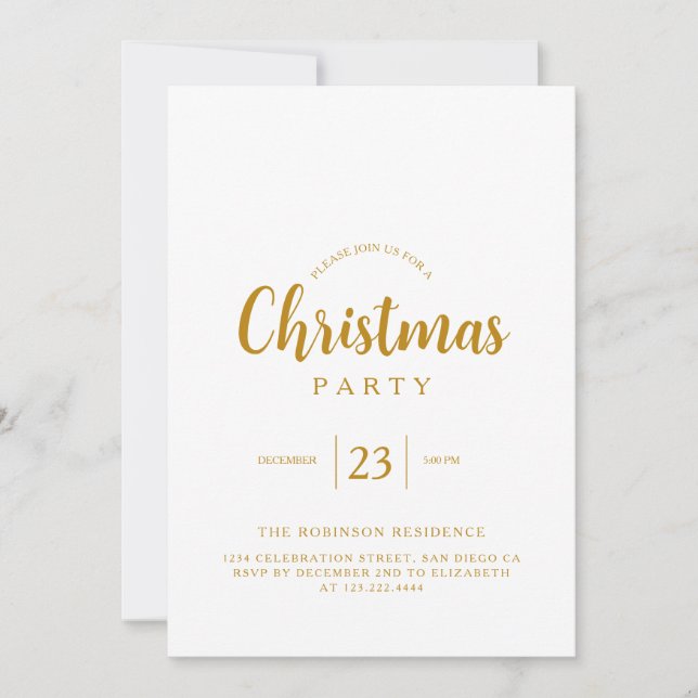 Invitación Elegante fiesta de feriado de Navidades con guione (Anverso)