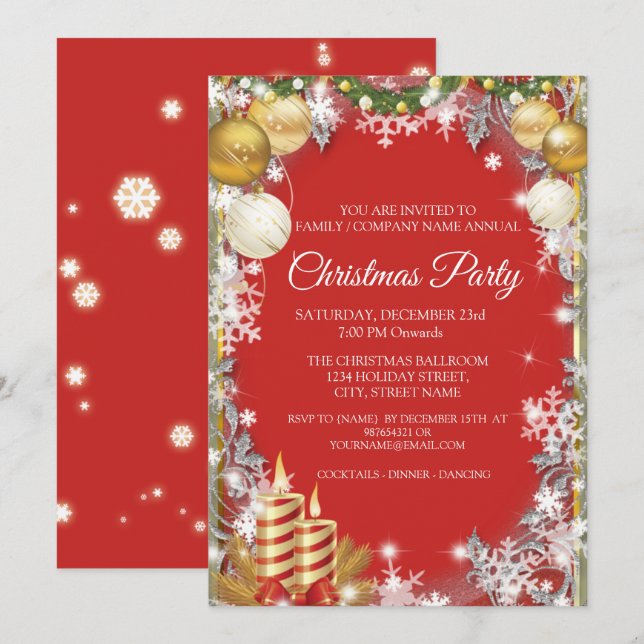 Invitación Elegante fiesta de feriado de Navidades corporativ (Anverso / Reverso)