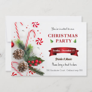 Invitación Elegante fiesta de feriado de Navidades de acuarel