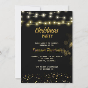 Invitación Elegante fiesta de feriado de Navidades de Black G