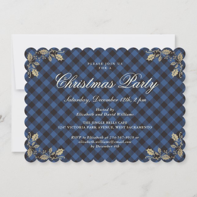 Invitación Elegante fiesta de feriado de Navidades de escúfal (Anverso)