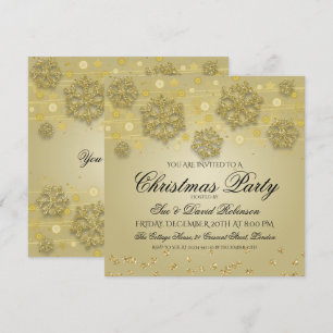 Invitación Elegante fiesta de feriado de Navidades de oro
