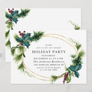 Invitación Elegante fiesta de feriado de Navidades de Pine Ho