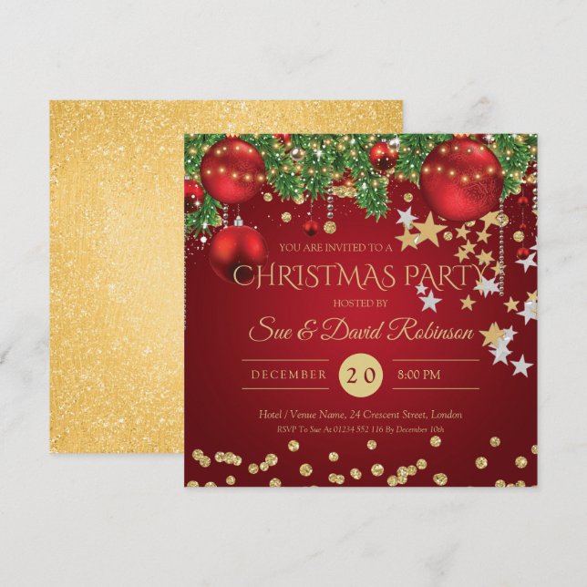 Invitación Elegante fiesta de feriado de Navidades del Purpur (Anverso / Reverso)
