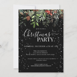 Invitación Elegante fiesta de feriado de Navidades florales d