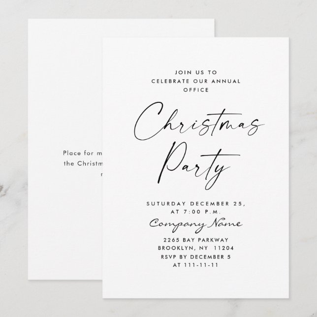 Invitación Elegante fiesta de feriado de Navidades Minimalist (Anverso / Reverso)