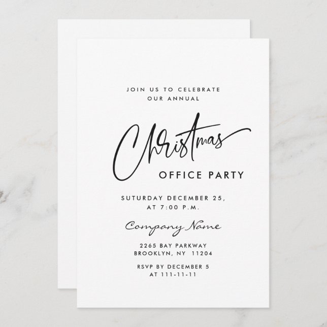 Invitación Elegante fiesta de feriado de Navidades Minimalist (Anverso / Reverso)