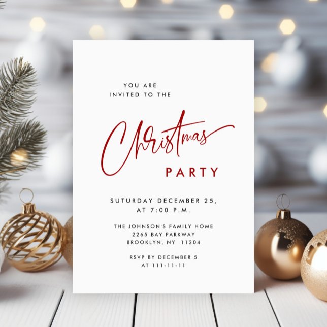 Invitación Elegante fiesta de feriado de Navidades Minimalist (Subido por el creador)