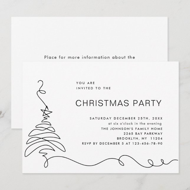 Invitación Elegante fiesta de feriado de Navidades Minimalist (Anverso / Reverso)