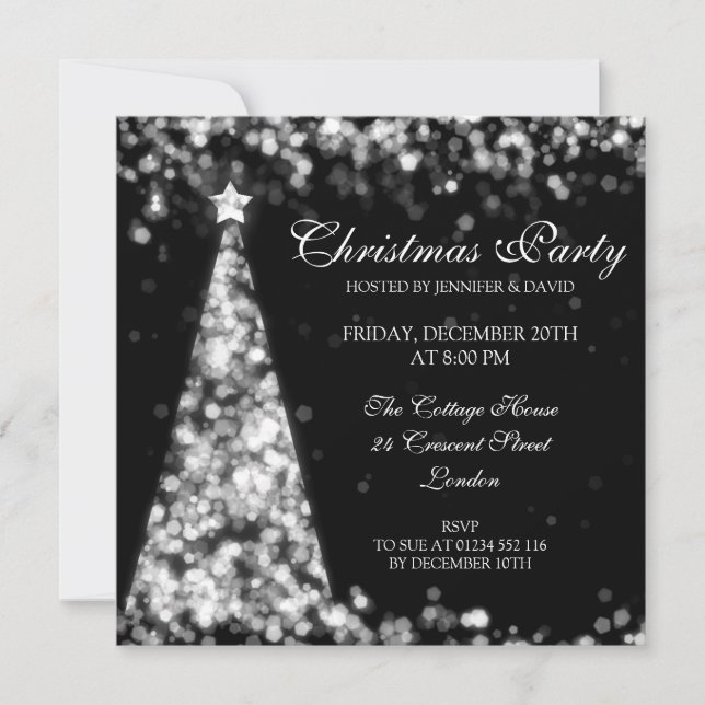 Invitación Elegante fiesta de feriado de Navidades plateados  (Anverso)