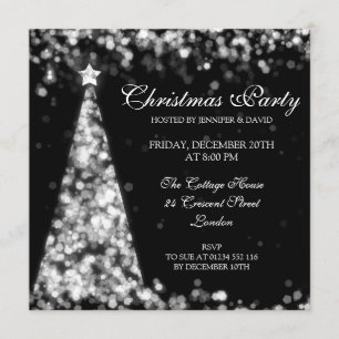 Invitación Elegante fiesta de feriado de Navidades plateados
