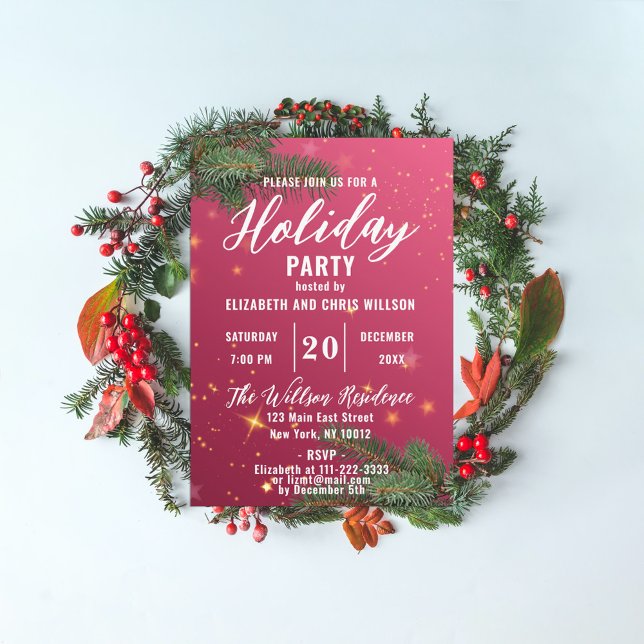 Invitación Elegante fiesta de feriado de Navidades rojos (Subido por el creador)