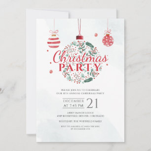 Invitación Elegante fiesta de feriado de Navidades rojos y ve