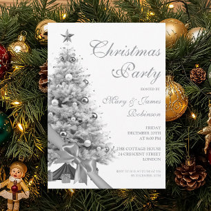 Invitación Elegante fiesta de feriado en árbol de Navidad pla