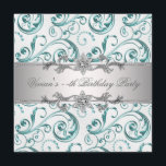 Invitación Elegante fiesta de fiesta de color azul plateado<br><div class="desc">Elegante plantilla de invitación de fiesta de color azul verde azulado y plateado. Esta elegante invitación azul y plateada para toda ocasión se personaliza fácilmente para tu evento simplemente eligiendo el botón "Personalizar it!" para empezar a añadir los detalles del evento, estilo de fuente, tamaño de fuente y color, y...</div>