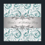 Invitación Elegante fiesta de fiesta de color azul plateado<br><div class="desc">Elegante plantilla de invitación de fiesta de color azul verde azulado y plateado. Esta elegante invitación azul y plateada para toda ocasión se personaliza fácilmente para tu evento simplemente eligiendo el botón "Personalizar it!" para empezar a añadir los detalles del evento, estilo de fuente, tamaño de fuente y color, y...</div>