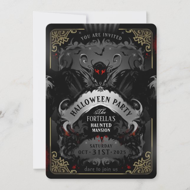 Invitación Elegante fiesta de fiesta de Halloween con batuta  (Anverso)