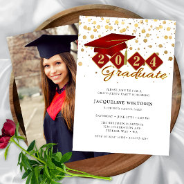 Invitación Elegante Fiesta de fotografía de graduación de oro