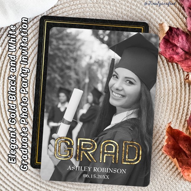 Invitación Elegante Fiesta de fotografía de graduados en blan (Subido por el creador)