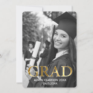 Invitación Elegante Fiesta de fotografía graduado en Oro Blan