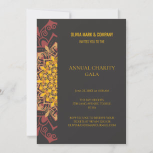 Invitación Elegante fiesta de gala de oro y caridad marrón