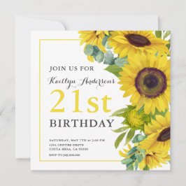 Invitación Elegante Fiesta de Girasol 21ª BIrthday
