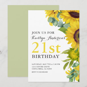 Invitación Elegante Fiesta de Girasol 21ª BIrthday