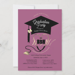 Invitación Elegante Fiesta de Grado de Enfermeras Mauve Purpl