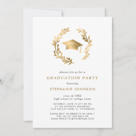 Invitación Elegante Fiesta de Grado de Oro y Graduación Wreat