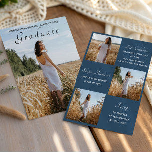 Invitación Elegante fiesta de graduación con varias fotos