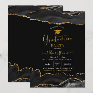 Invitación Elegante fiesta de graduación de Black and Gold Ag